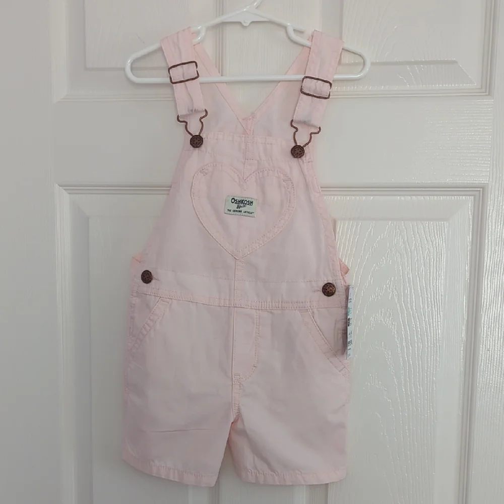 OshKosh B'gosh Light Pink Heart Shortalls Size 4T
